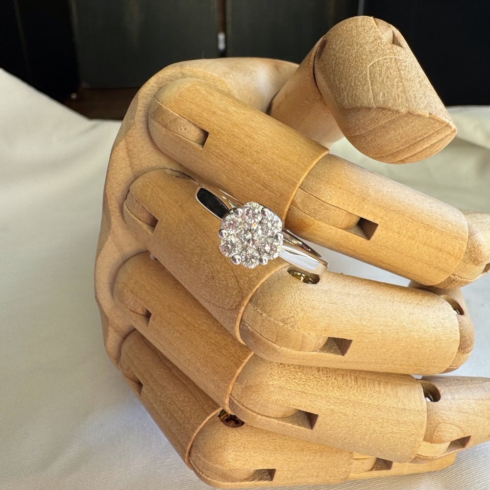 14KWG Tension Set Diamond Cluster Ring